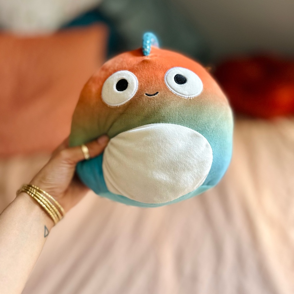 Squishmallow Mariano Chameleon Rainbow Plush Round Pillow - Orange, Green, Blue